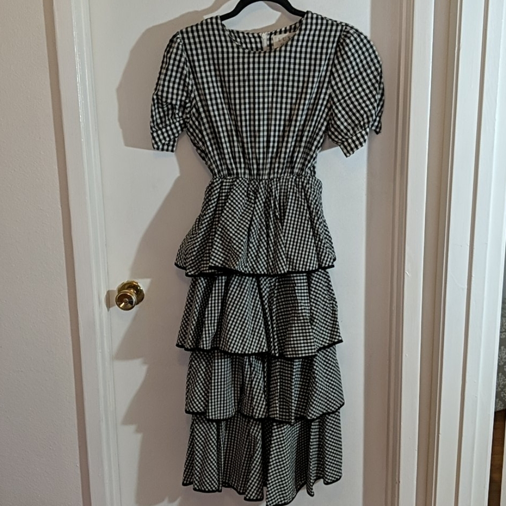 Luxe by Stylekeepers Gingham Tiered Midi Dress